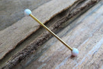 White Opal 100% Surgical Steel Industrial Scaffold Barbell 14G (1.6mm) Piercing