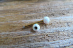 14G Gold Ion Plated White Opal Surgical Steel Nipple Tongue Ring Barbell 14G (1.6mm) Piercing