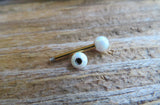 14G Gold Ion Plated White Opal Surgical Steel Nipple Tongue Ring Barbell 14G (1.6mm) Piercing