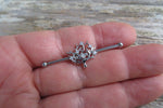 Silver IP Tree of Life Industrial Surgical Steel Barbell Piercing 14G (1.6mm) 32mm 35mm 38mm