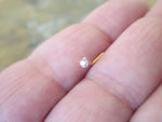Minimalist 20G Silver 2mm Clear Zirconia Gem Surgical Steel Nose Nostril Piercing L Bend 20G (0.81mm)