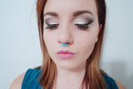 White Fire Opal Silver IP Faux Fake Septum Non Piercing