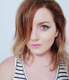 Silver IP Petite Crystal Gems Faux Fake Septum Non Piercing