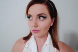 Rose Gold IP Five Crystal Gems Faux Fake Septum Non Piercing