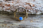 Gold Ion Plated Lacey Blue Fire Opal Septum or Daith 16G Piercing