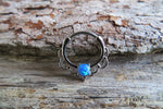 Silver Ion Plated Lacey Blue Fire Opal Septum or Daith 16G Piercing