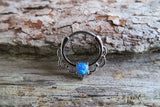 Silver Ion Plated Lacey Blue Fire Opal Septum or Daith 16G Piercing