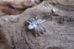 Petite Clear Crystal Spider Belly Ring 14g (1.6mm) Piercing