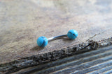 16G Turquoise Howlite Natural Stone Internally Threaded Surgical Steel Barbell Curve Eyebrow Ring 16G (1.2mm) Piercing