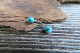 16G Turquoise Howlite Natural Stone Internally Threaded Surgical Steel Barbell Curve Eyebrow Ring 16G (1.2mm) Piercing