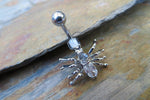 Petite Black Crystal Spider Belly Ring 14g (1.6mm) Piercing
