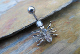 Petite Black Crystal Spider Belly Ring 14g (1.6mm) Piercing