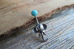 Black Obsidian Natural Stone Elephant Ganesh Belly Ring Piercing 14g (1.6mm) Piercing