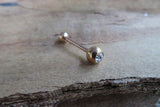 Aurora Borealis Gem Rose Gold Ion Plated 100% Surgical Steel 316L Barbell Tongue Ring 14G (1.6mm) Piercing