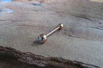 Aurora Borealis Gem Rose Gold Ion Plated 100% Surgical Steel 316L Barbell Tongue Ring 14G (1.6mm) Piercing