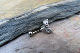 Made with Swarovski Crystals Heart Bow Curve Eyebrow Rook Daith Bar Ring 16G (1.2mm) Piercing 10mm