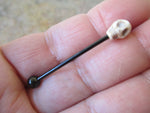Howlite Skull Industrial Surgical Steel Barbell Piercing 14G (1.6mm) Small Balls