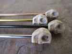 Howlite Skull Industrial Surgical Steel Barbell Piercing 14G (1.6mm) Small Balls
