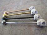 Black IP Howlite Skull Industrial Surgical Steel Barbell Piercing 14G (1.6mm) Small Balls