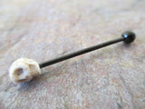 Howlite Skull Industrial Surgical Steel Barbell Piercing 14G (1.6mm) Small Balls