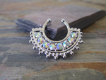 Aurora Borealis Clear Gems Bold Large Fan Crystal Gems Faux Fake Septum Non Piercing