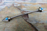 Turquoise Bronze Arrow Surgical Steel 316L Barbell Industrial 14G (1.6mm) Piercing