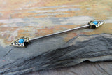 Turquoise Bronze Arrow Surgical Steel 316L Barbell Industrial 14G (1.6mm) Piercing