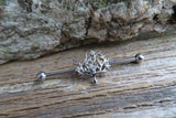Silver IP Tree of Life Industrial Surgical Steel Barbell Piercing 14G (1.6mm) 32mm 35mm 38mm