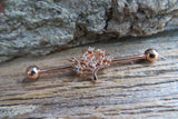 Gold IP Tree of Life Industrial Surgical Steel Barbell Piercing 14G (1.6mm) 32mm 35mm 38mm