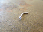 Minimalist 20G Silver 2mm Clear Zirconia Gem Surgical Steel Nose Nostril Piercing L Bend 20G (0.81mm)