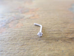 Minimalist 20G Silver 2mm Clear Zirconia Gem Surgical Steel Nose Nostril Piercing L Bend 20G (0.81mm)