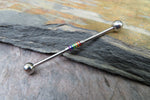 Rainbow Ion Plated Gay Pride Surgical Steel 316L Barbell Industrial Small Balls 14G (1.6mm) Piercing