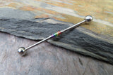 Rainbow Ion Plated Gay Pride Surgical Steel 316L Barbell Industrial Small Balls 14G (1.6mm) Piercing