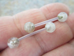 Bioflex Rutile Quartz Natural Stone Barbell Nipple Ring Tongue Ring 14g (1.6mm) Piercing