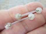 Bioflex Rutile Quartz Natural Stone Barbell Nipple Ring Tongue Ring 14g (1.6mm) Piercing