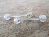 Bioflex Rutile Quartz Natural Stone Barbell Nipple Ring Tongue Ring 14g (1.6mm) Piercing