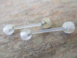Bioflex Rutile Quartz Natural Stone Barbell Nipple Ring Tongue Ring 14g (1.6mm) Piercing