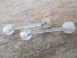 Bioflex Rutile Quartz Natural Stone Barbell Nipple Ring Tongue Ring 14g (1.6mm) Piercing