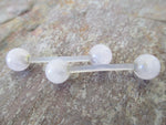 Bioflex Rutile Quartz Natural Stone Barbell Nipple Ring Tongue Ring 14g (1.6mm) Piercing