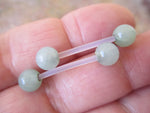 Bioflex Green Aventurine Natural Stone Barbell Nipple Ring Tongue Ring 14g (1.6mm) Piercing