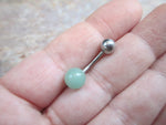 Custom Lengths 8mm Green Aventurine Natural Stone Belly Ring 14g (1.6mm) VCH Piercing Gold Rose Gold