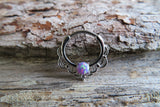 Silver Ion Plated Lacey Purple Fire Opal Septum or Daith 16G Piercing