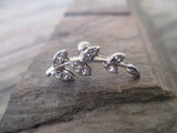 Flower Vine Clear Crystal Gem Cartilage Tragus Barbell 16G (1.2mm) Piercing Aurora Borealis Blue Clear