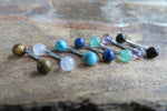 16G Turquoise Howlite Natural Stone Internally Threaded Surgical Steel Barbell Curve Eyebrow Ring 16G (1.2mm) Piercing