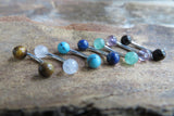 16G Turquoise Howlite Natural Stone Internally Threaded Surgical Steel Barbell Curve Eyebrow Ring 16G (1.2mm) Piercing
