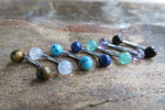 Gold IP Turquoise Howlite Natural Stone 16G (1.2mm) Internally Threaded Surgical Steel Barbell Curve Eyebrow Ring 8mm Piercing
