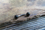 16G Black Obsidian Natural Stone Internally Threaded Surgical Steel Barbell Curve Eyebrow Ring 16G (1.2mm) Piercing