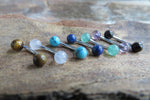 16G Lapis Lazuli Natural Stone Internally Threaded Surgical Steel Barbell Curve Eyebrow Ring 16G (1.2mm) Piercing