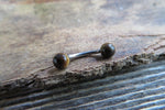 16G Tiger Eye Natural Stone Internally Threaded Surgical Steel Barbell Curve Eyebrow Ring 16G (1.2mm) Piercing