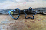 Gold Set of Two 100% Surgical Steel Heart & Star Daith 16G (1.2mm) Piercing Left or Right Lot of 2